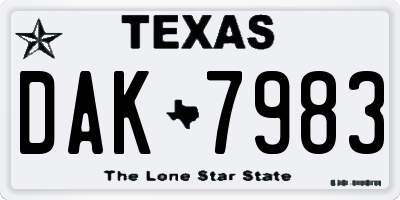 TX license plate DAK7983