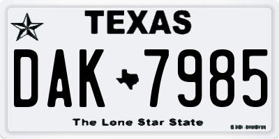 TX license plate DAK7985