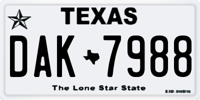 TX license plate DAK7988