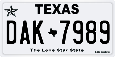 TX license plate DAK7989