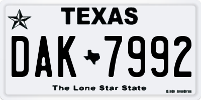 TX license plate DAK7992
