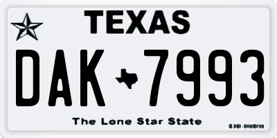 TX license plate DAK7993