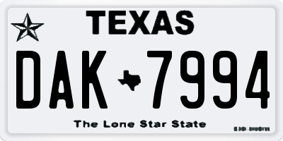 TX license plate DAK7994