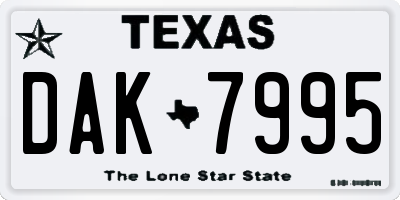 TX license plate DAK7995