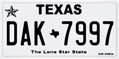 TX license plate DAK7997