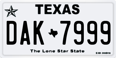 TX license plate DAK7999