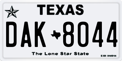 TX license plate DAK8044