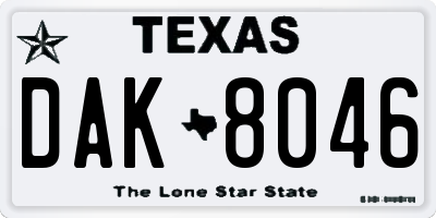 TX license plate DAK8046
