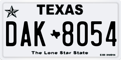TX license plate DAK8054
