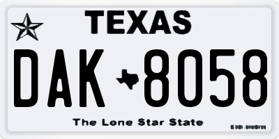 TX license plate DAK8058