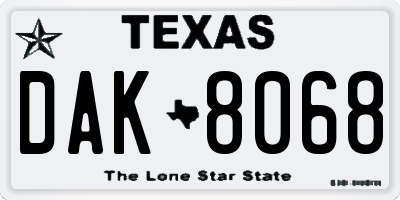 TX license plate DAK8068