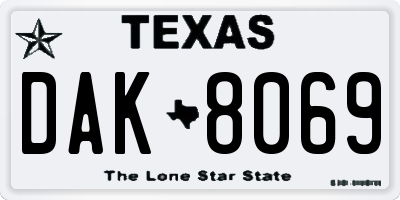 TX license plate DAK8069