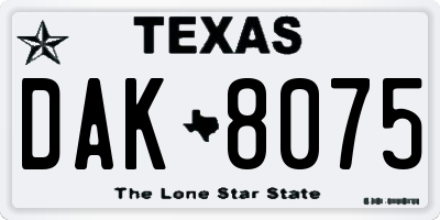 TX license plate DAK8075