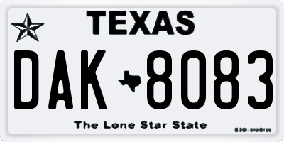 TX license plate DAK8083