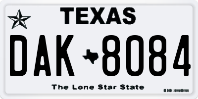 TX license plate DAK8084