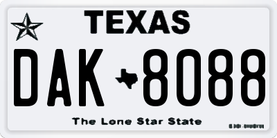 TX license plate DAK8088