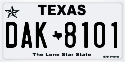 TX license plate DAK8101