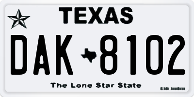 TX license plate DAK8102