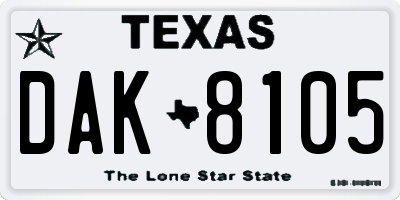 TX license plate DAK8105