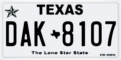 TX license plate DAK8107