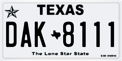 TX license plate DAK8111