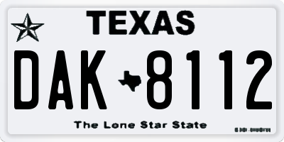 TX license plate DAK8112