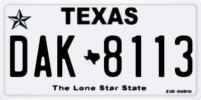 TX license plate DAK8113