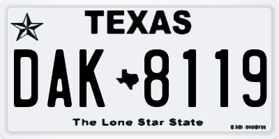 TX license plate DAK8119