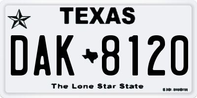 TX license plate DAK8120