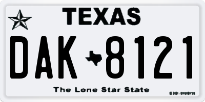 TX license plate DAK8121