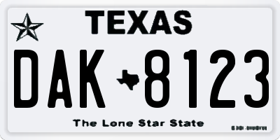 TX license plate DAK8123