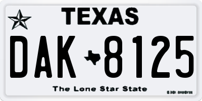 TX license plate DAK8125