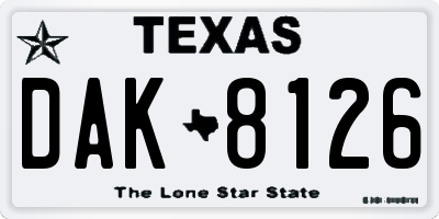 TX license plate DAK8126