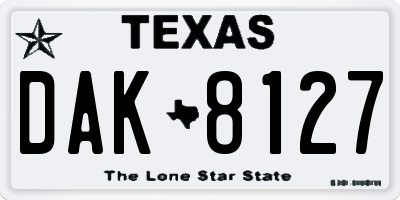 TX license plate DAK8127