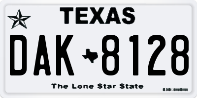 TX license plate DAK8128