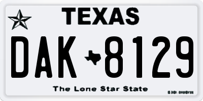 TX license plate DAK8129