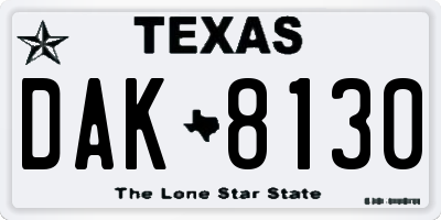 TX license plate DAK8130