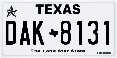 TX license plate DAK8131