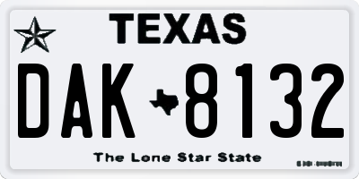 TX license plate DAK8132