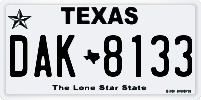 TX license plate DAK8133