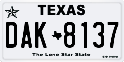 TX license plate DAK8137