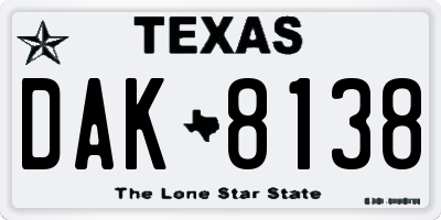 TX license plate DAK8138