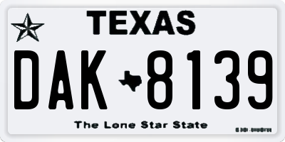 TX license plate DAK8139