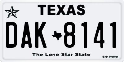 TX license plate DAK8141