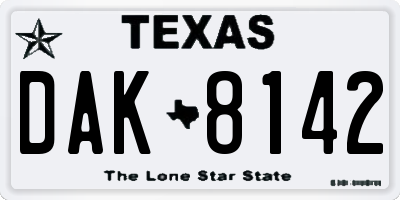 TX license plate DAK8142