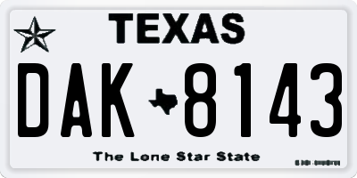 TX license plate DAK8143