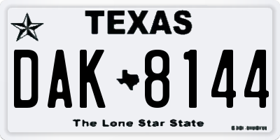 TX license plate DAK8144