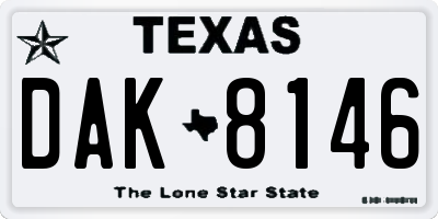 TX license plate DAK8146