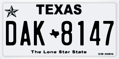 TX license plate DAK8147