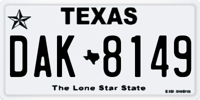 TX license plate DAK8149